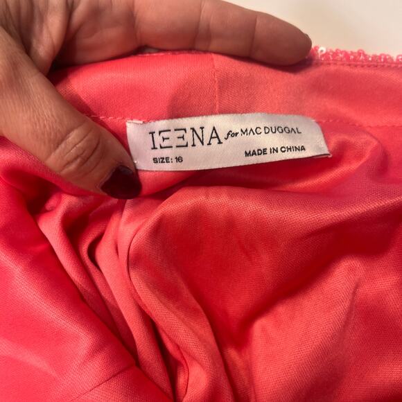 NWT IEENA for Mac Duggal Pink Sequined One Shoulder Draped Back Gown Size 16 - Picture 5 of 8